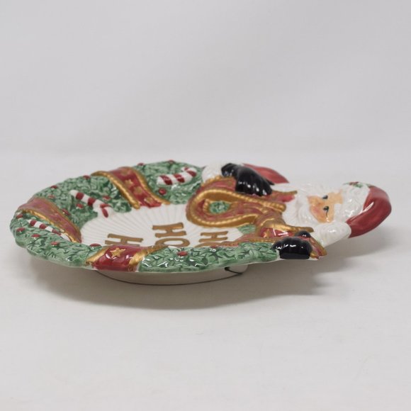 2002 Fitz and Floyd Essentials Santa Wreath Canape Plate IOB Christmas 3D - Picture 7 of 14